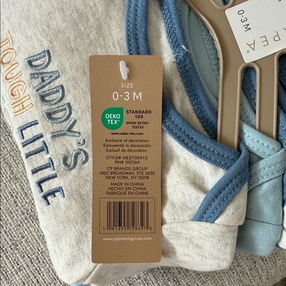 NWT Set of 5 Beige and Blue Baby Bodysuit Collection - Picture 5 of 5